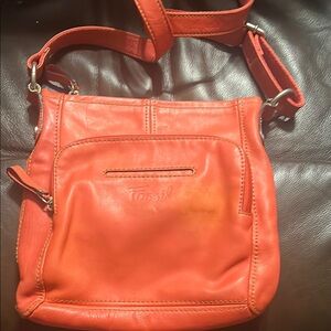 Fossil Orange Crossbody Bag with Adjustable Strap